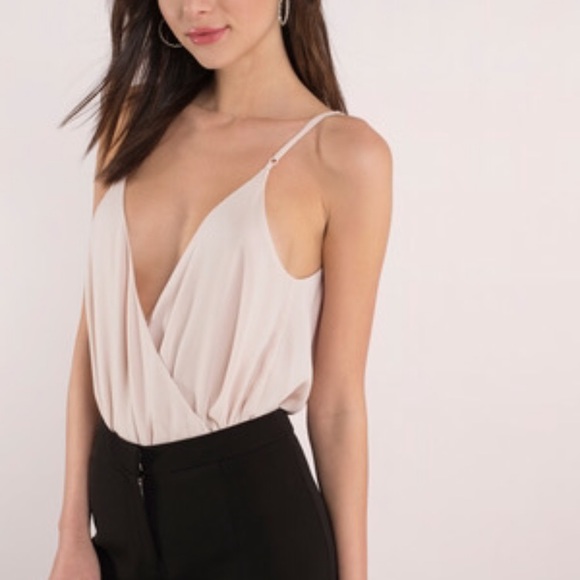 Tobi Tops - Tobi Taupe Wrap Bodysuit
